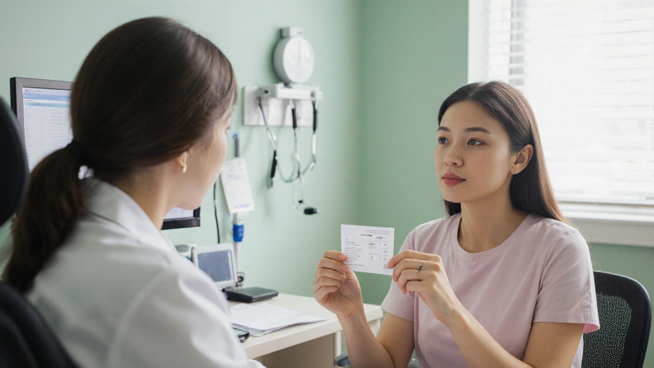 Žena konzultuje opakující se mykózu s gynekologem.