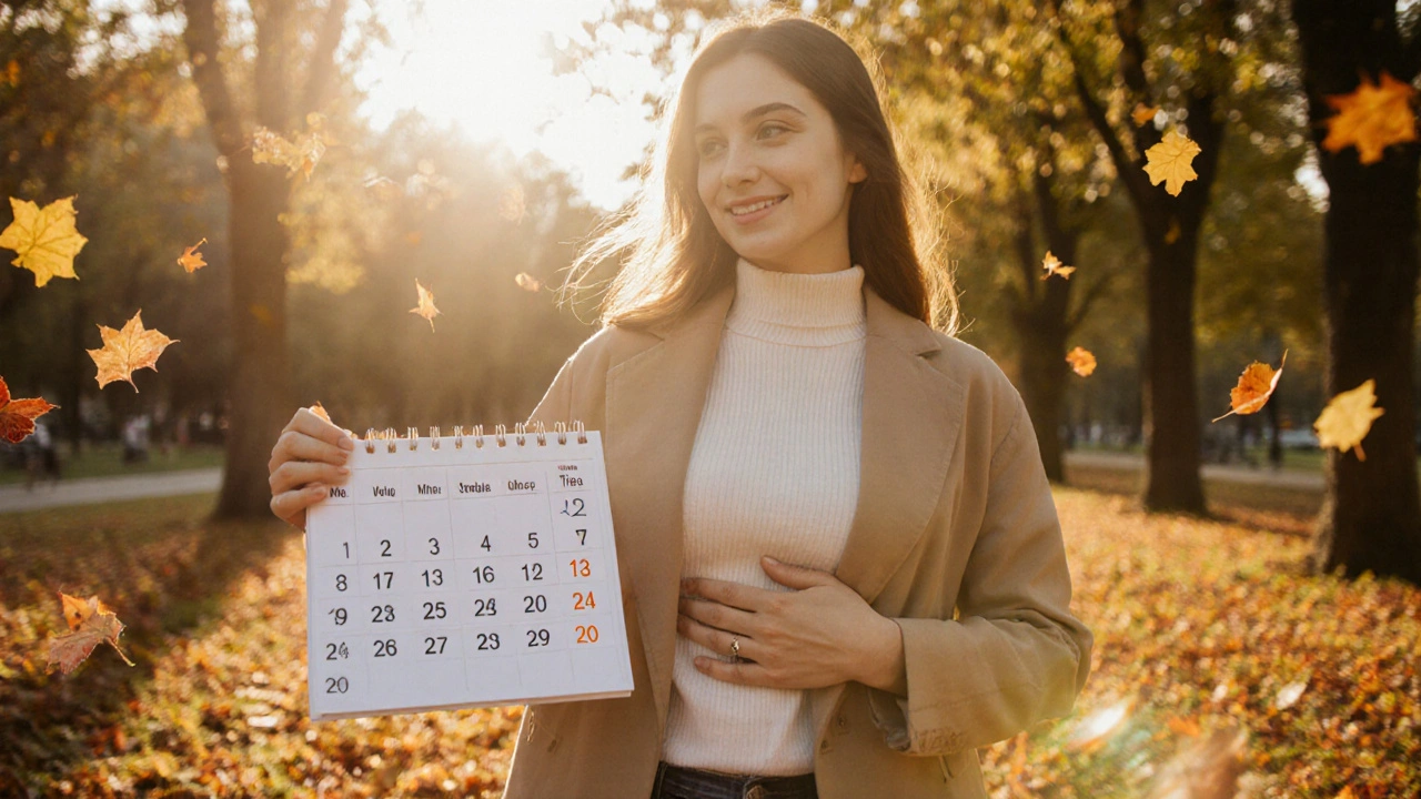 Žena kráčí parkem v Brně, symbolizující klid a obnovu po diagnóze LSIL.