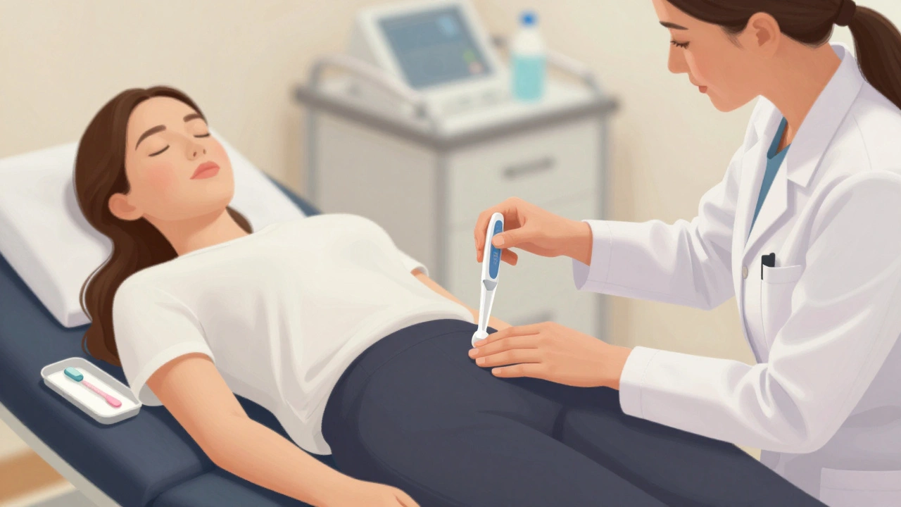 Gynekoložka provádí vyšetření pacientky s důvěrou a péčí.