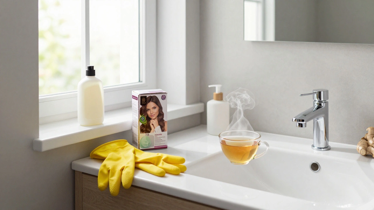 Koupelna s přírodními čisticími prostředky a bez amoniaku v barvě vlasů.
