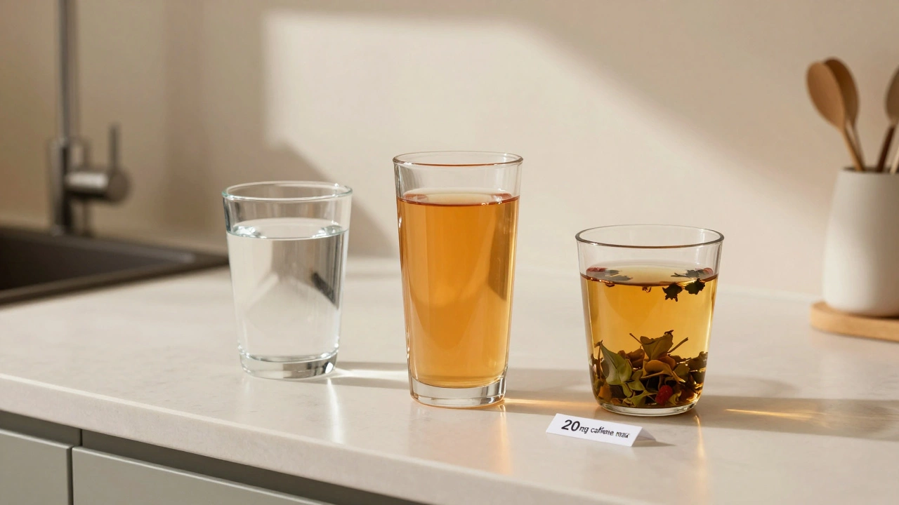 Tři bezpečné nápoje pro těhotné: voda, ředěná šťáva a bylinný čaj.