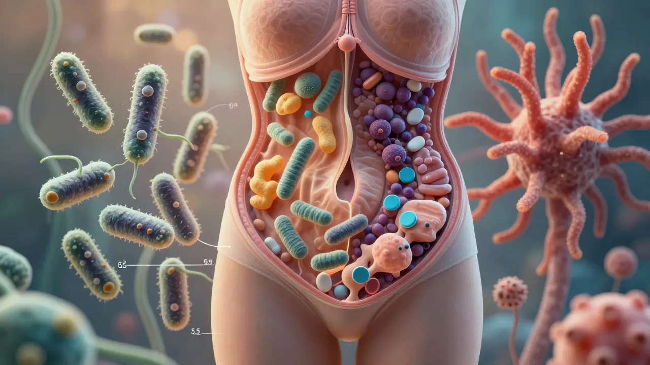 Rovnováha mikrobiomu pochvy: dobré bakterie proti přebytku houby Candida.