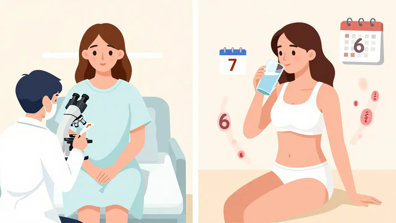 Srovnání léčby akutní a opakující se kvasinkové infekce: lékařské vyšetření a domácí prevence.