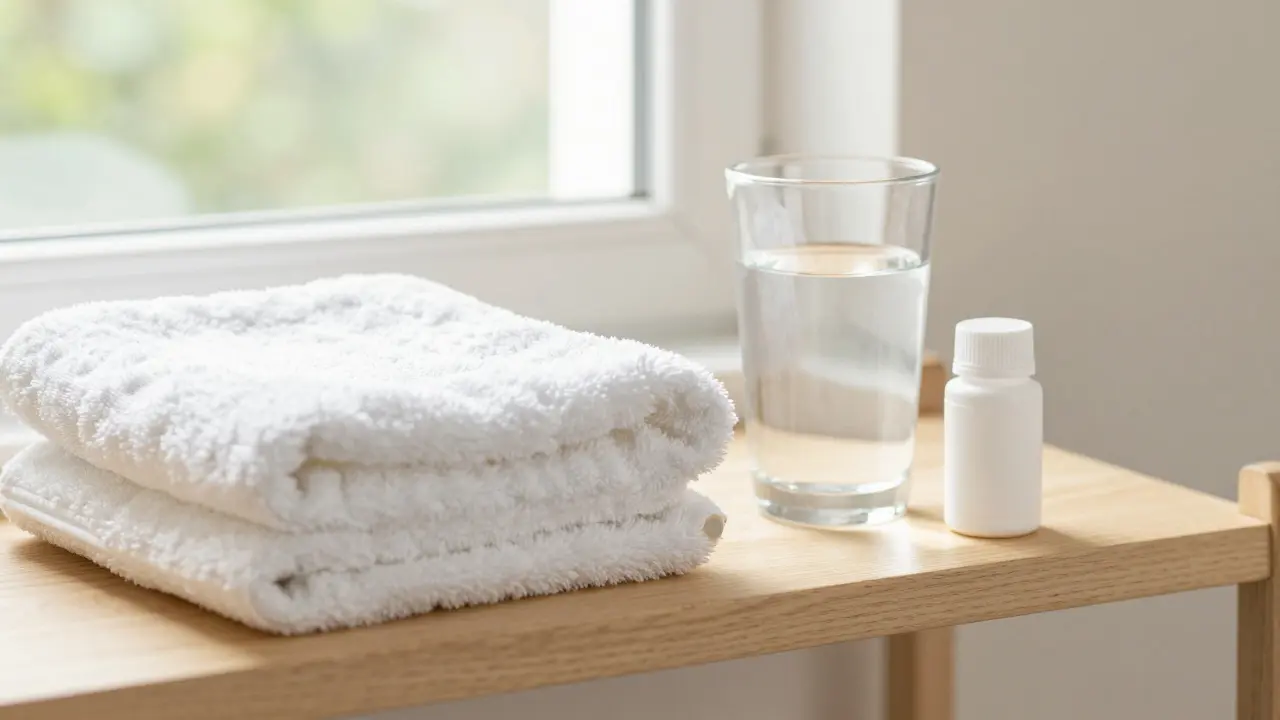 Bavlněný ručník a probiotika jako součást prevence zdraví.