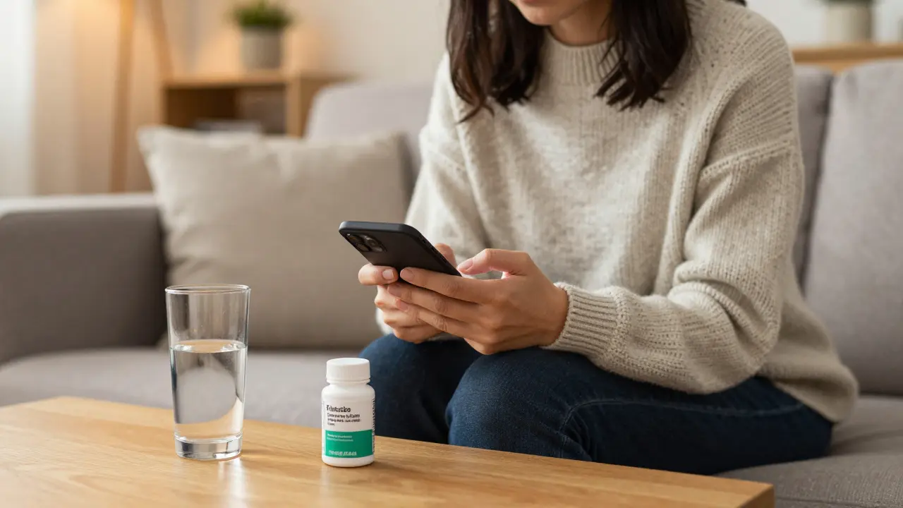 Budoucí maminka si do telefonu zapisuje otázky pro gynekologa.