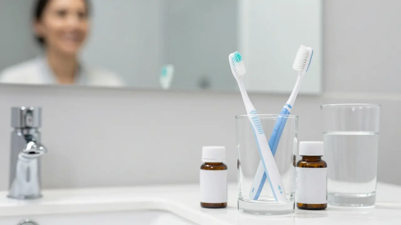 Nový zubní kartáček a probiotika jako součást prevence kvasinek.