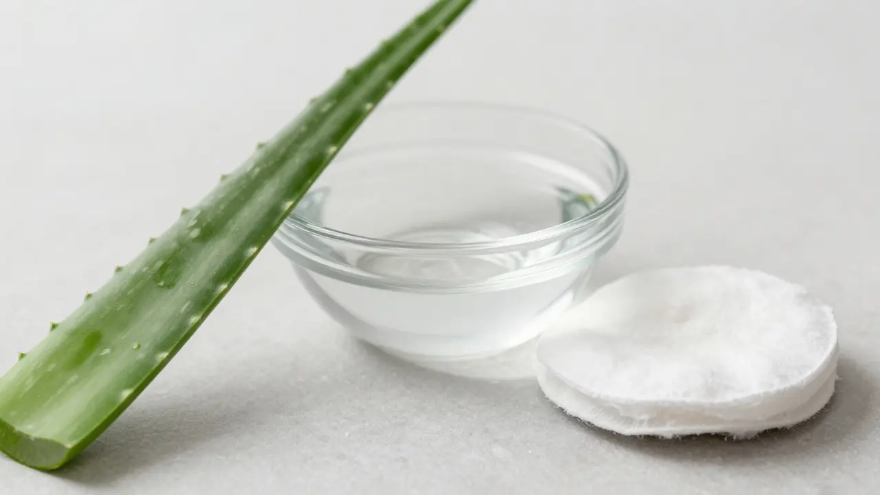 Aloe vera a vlažná voda symbolizující šetrnou péči po porodu