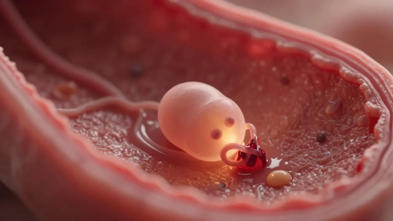 Ilustrace implantace embrya do děložní sliznice